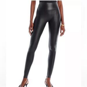 Spanx Women’s black faux leather leggings high waist Size small